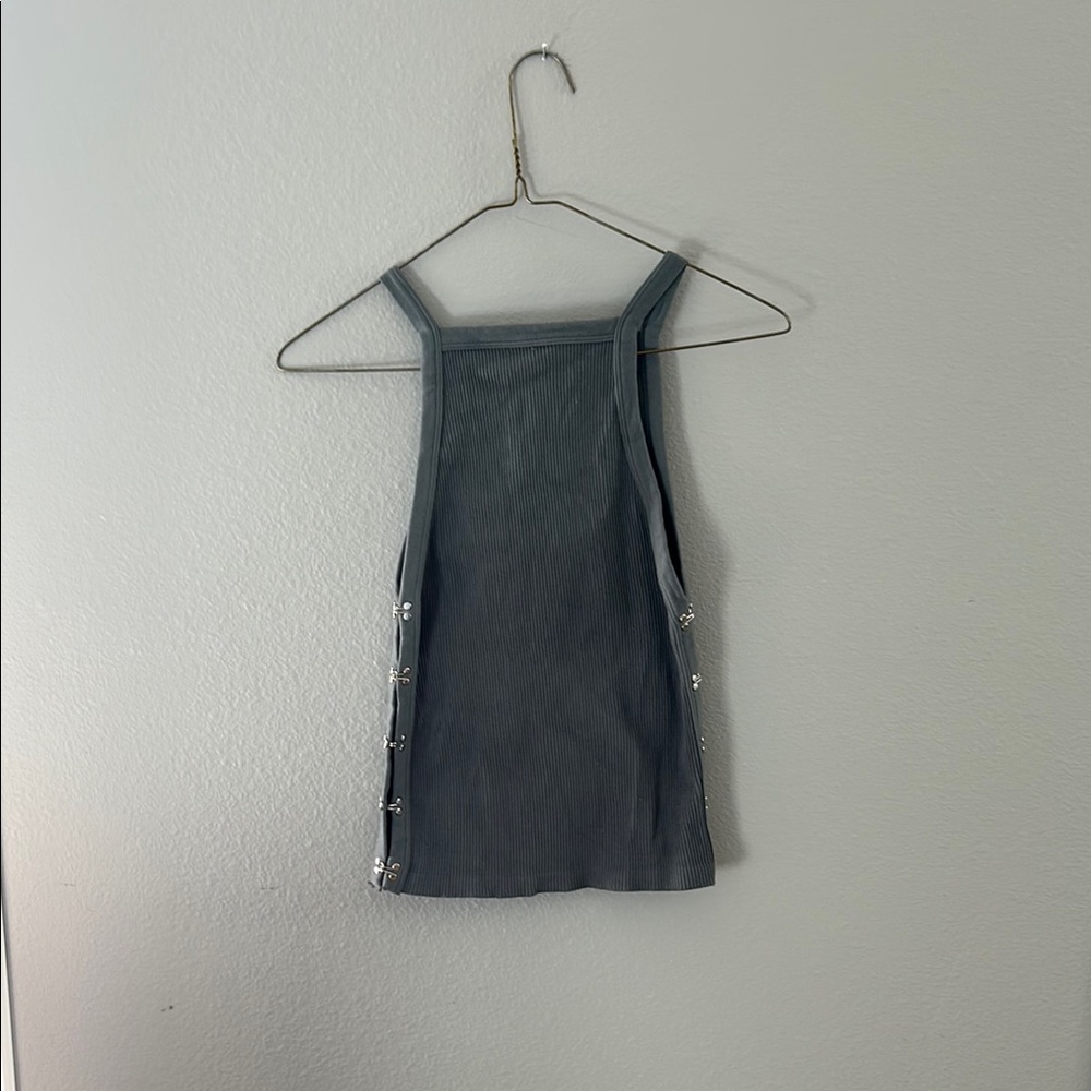 Zara Gray Ribbed Tank Top